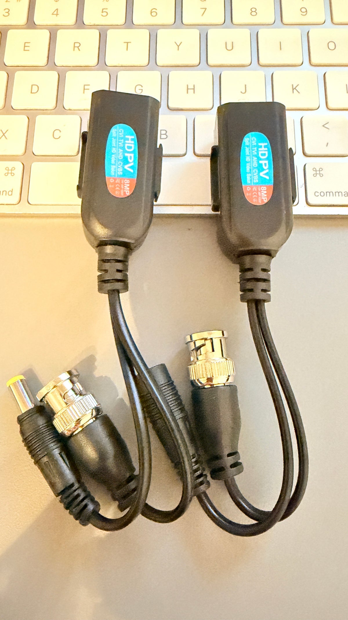 CCTV balun pair with BNC video DC power and RJ45 connection