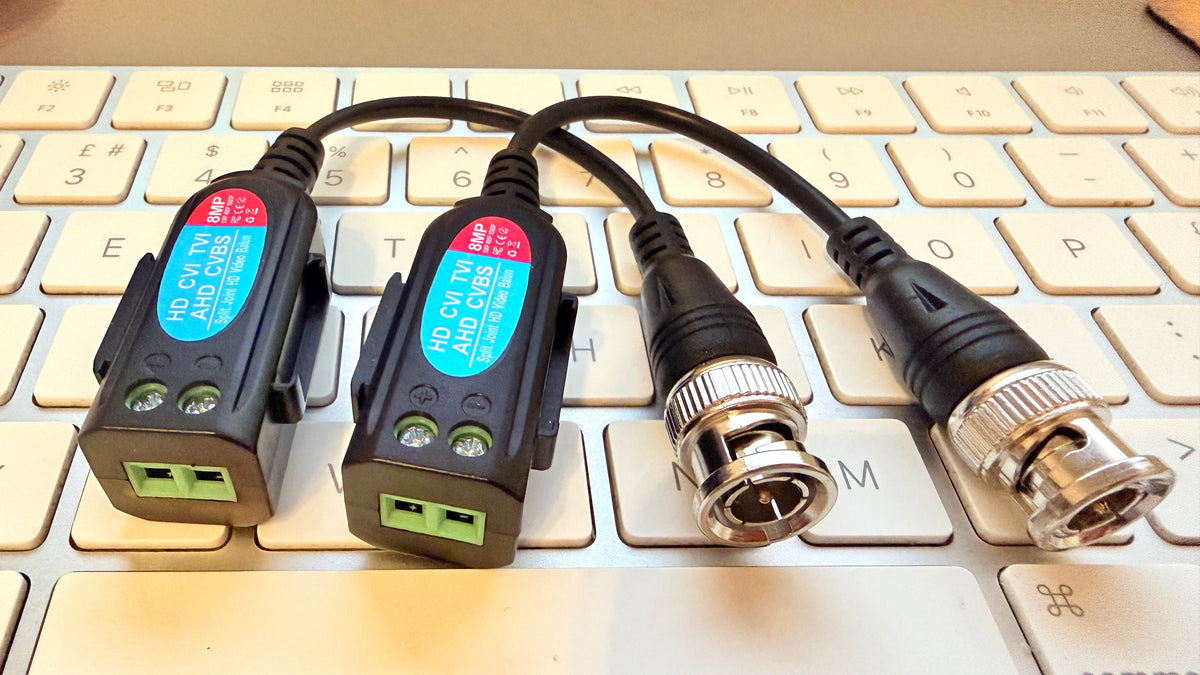 BNC to UTP 8MP passive CCTV video balun pair