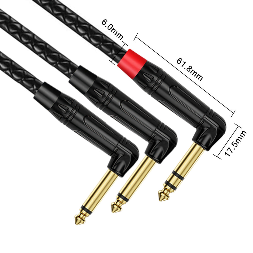 6.35mm TRS male to dual TS audio Y cable for amplifiers
