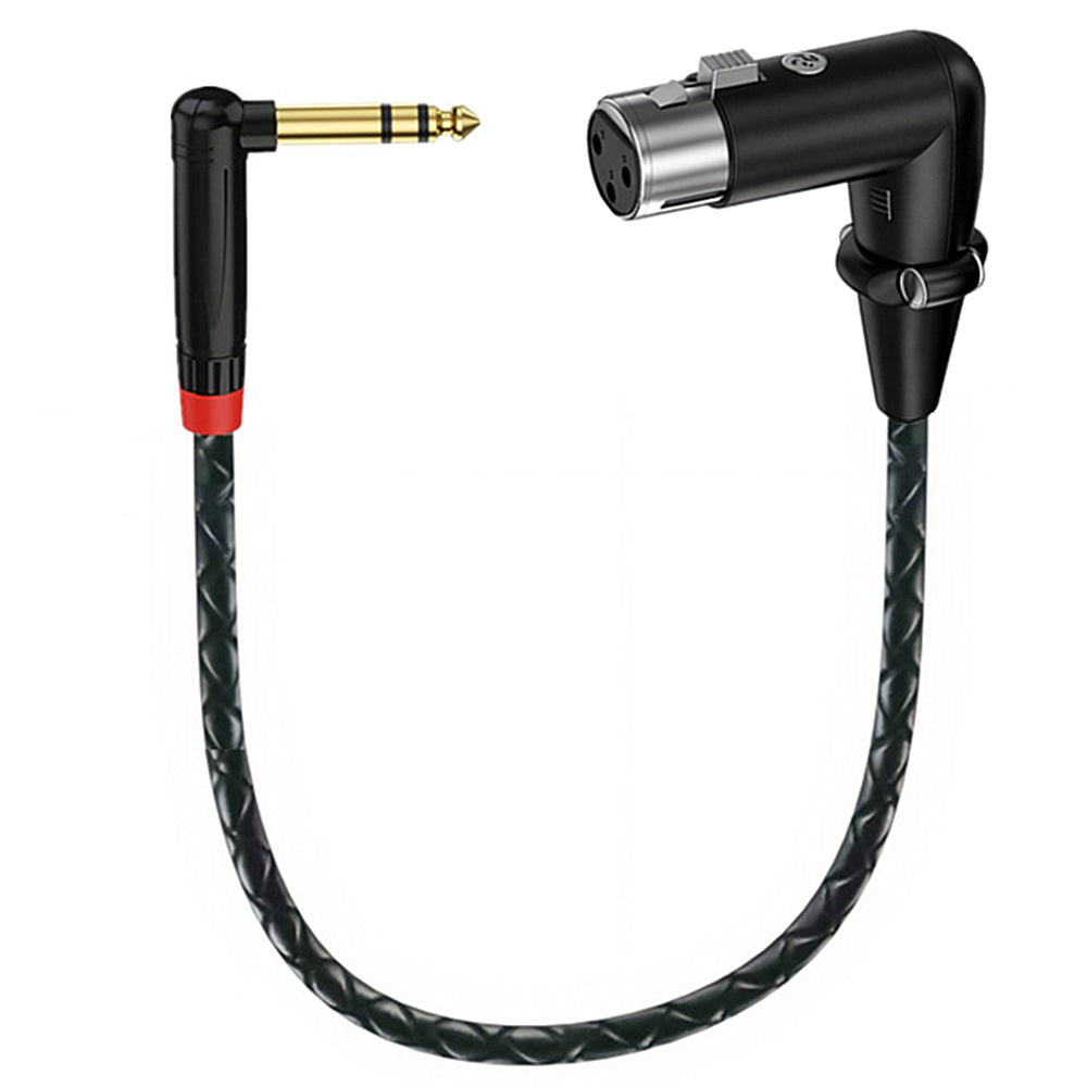 Braided angled XLR female to angled 6.35mm TRS male professional audio cable