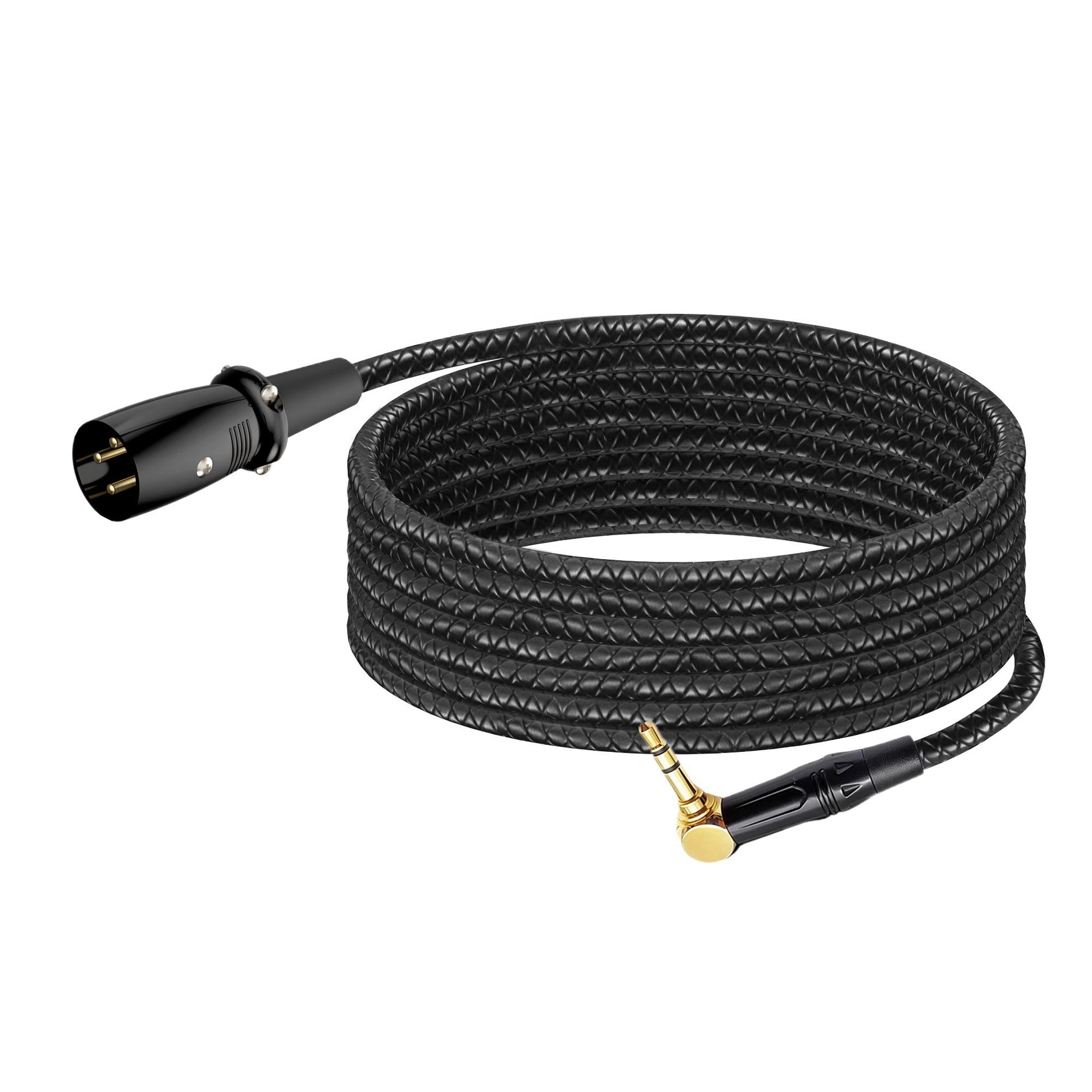 durable braided right angle 3.5mm to XLR male cable