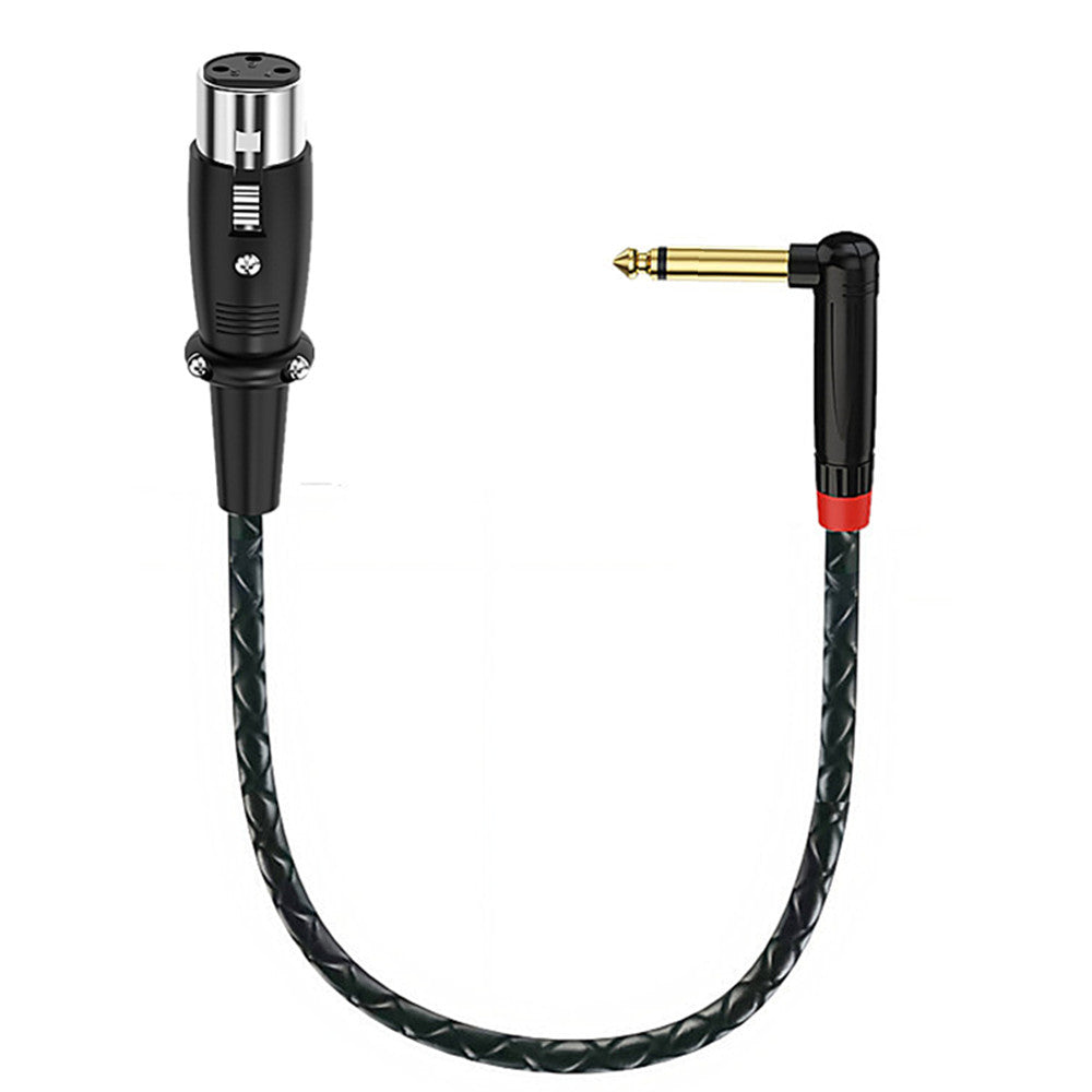 Braided right-angle 6.35mm TS male to XLR female audio cable