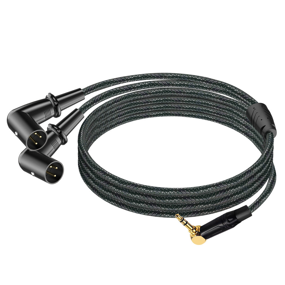durable braided right angle 3.5mm to dual right angle XLR male cable