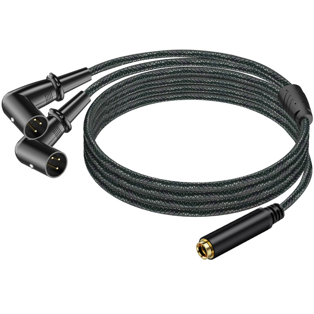 Braided 6.35mm TRS female to dual XLR male audio breakout cable