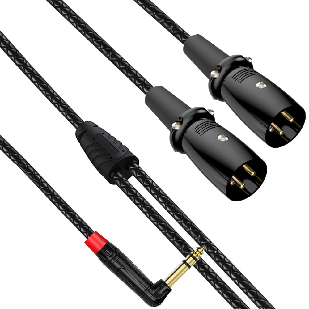 Braided 6.35mm TRS stereo to dual XLR male audio breakout cable