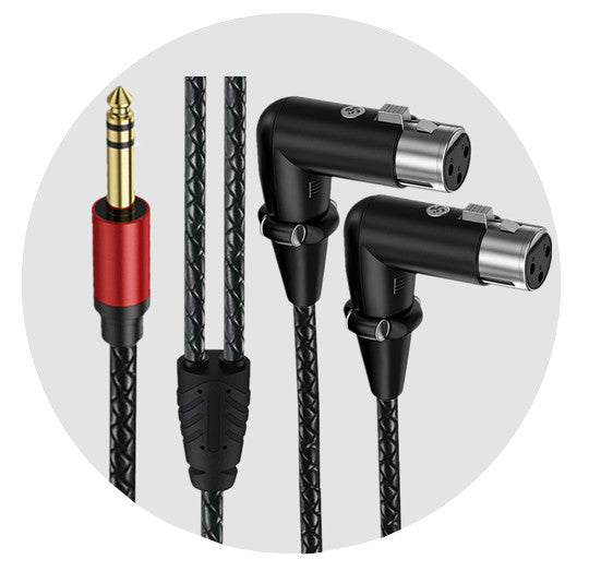 Stereo TRS to separate left and right right-angle XLR female connectors
