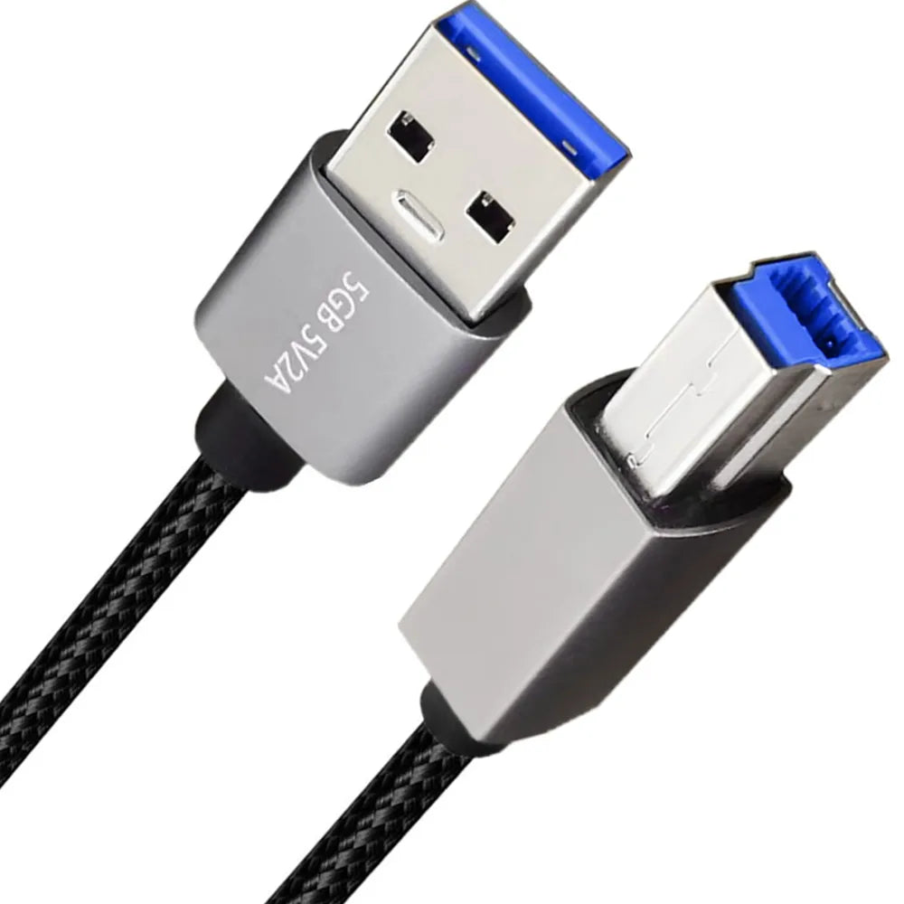 Durable braided USB 3.0 printer cable for reliable data transfer