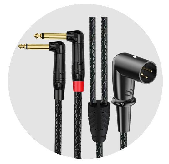 Braided XLR male to dual 6.35mm mono male audio breakout cable