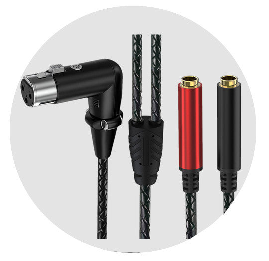 Braided XLR female to dual quarter-inch TRS female audio breakout cable