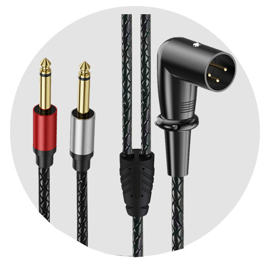 Braided XLR male to dual quarter-inch TS mono male audio splitter cable