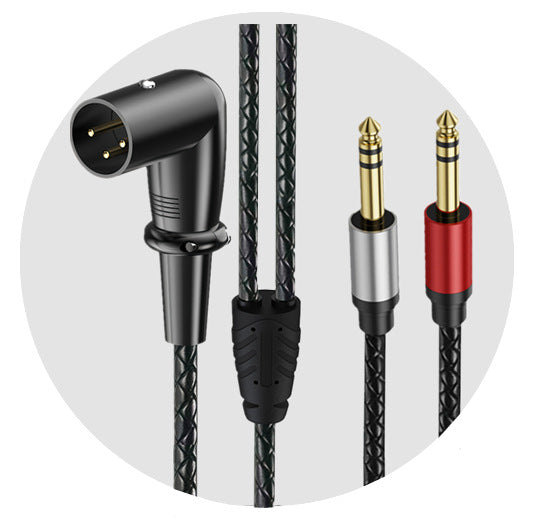 Braided XLR male to dual quarter-inch TRS male audio splitter cable