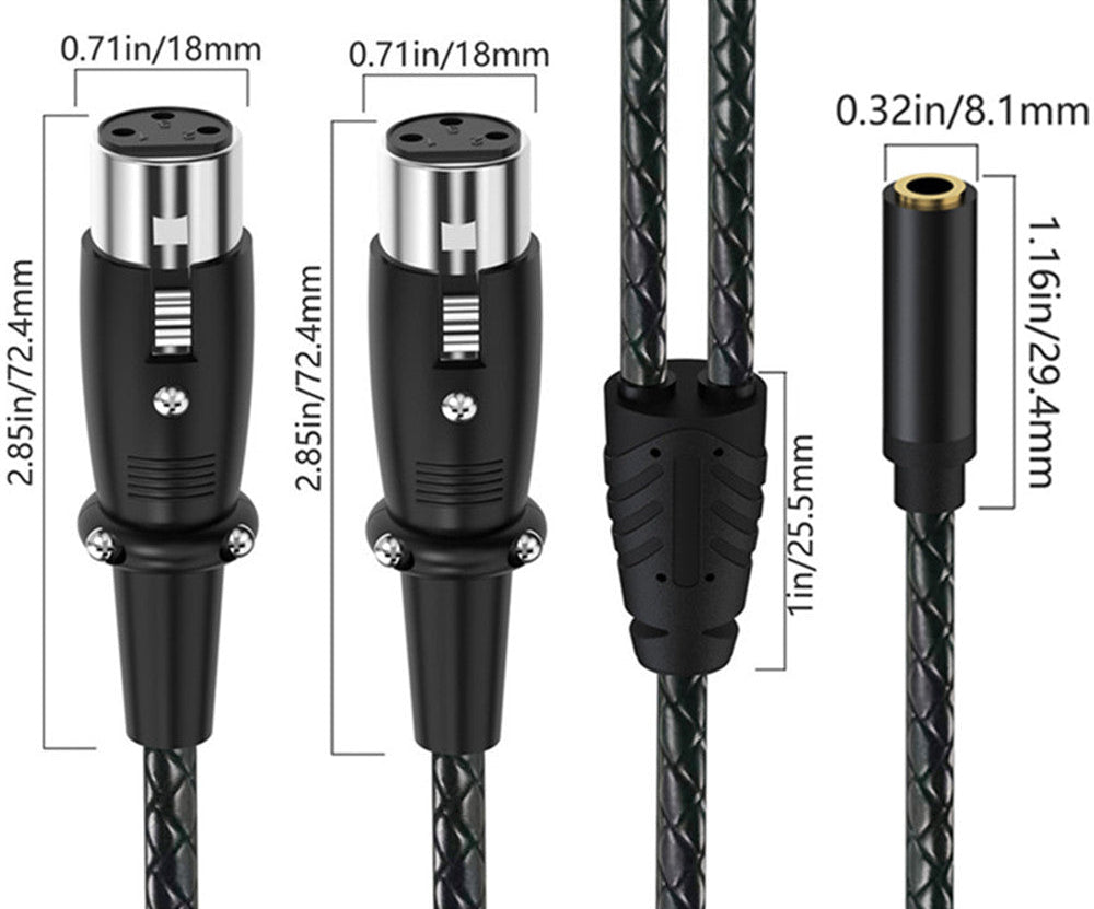 durable braided 3.5mm to dual XLR female audio cable