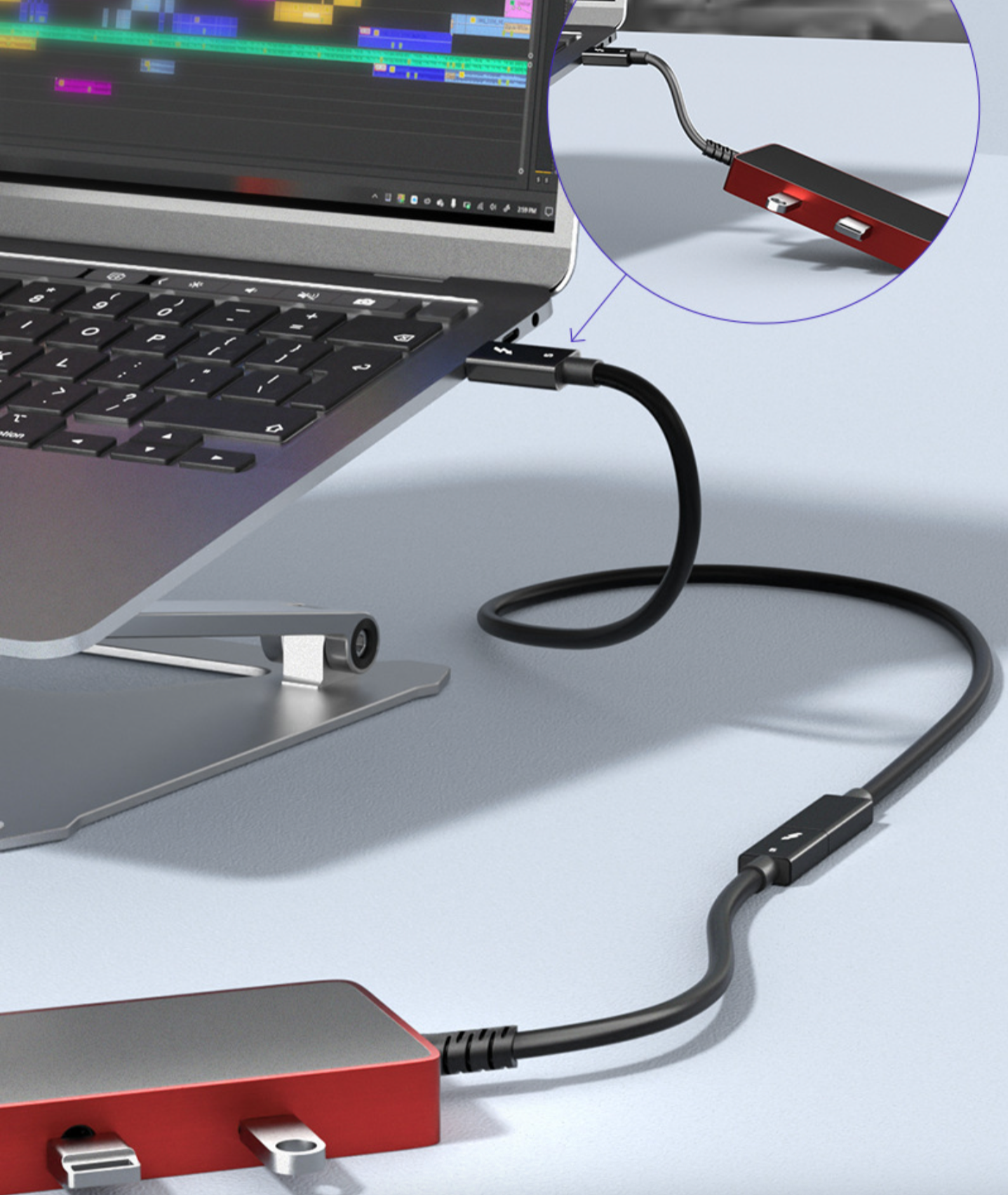 Thunderbolt 5 Extension Cable Male to Female 80Gbps High-Speed PD 240W Type-C Coaxial Full-Function Docking Support
