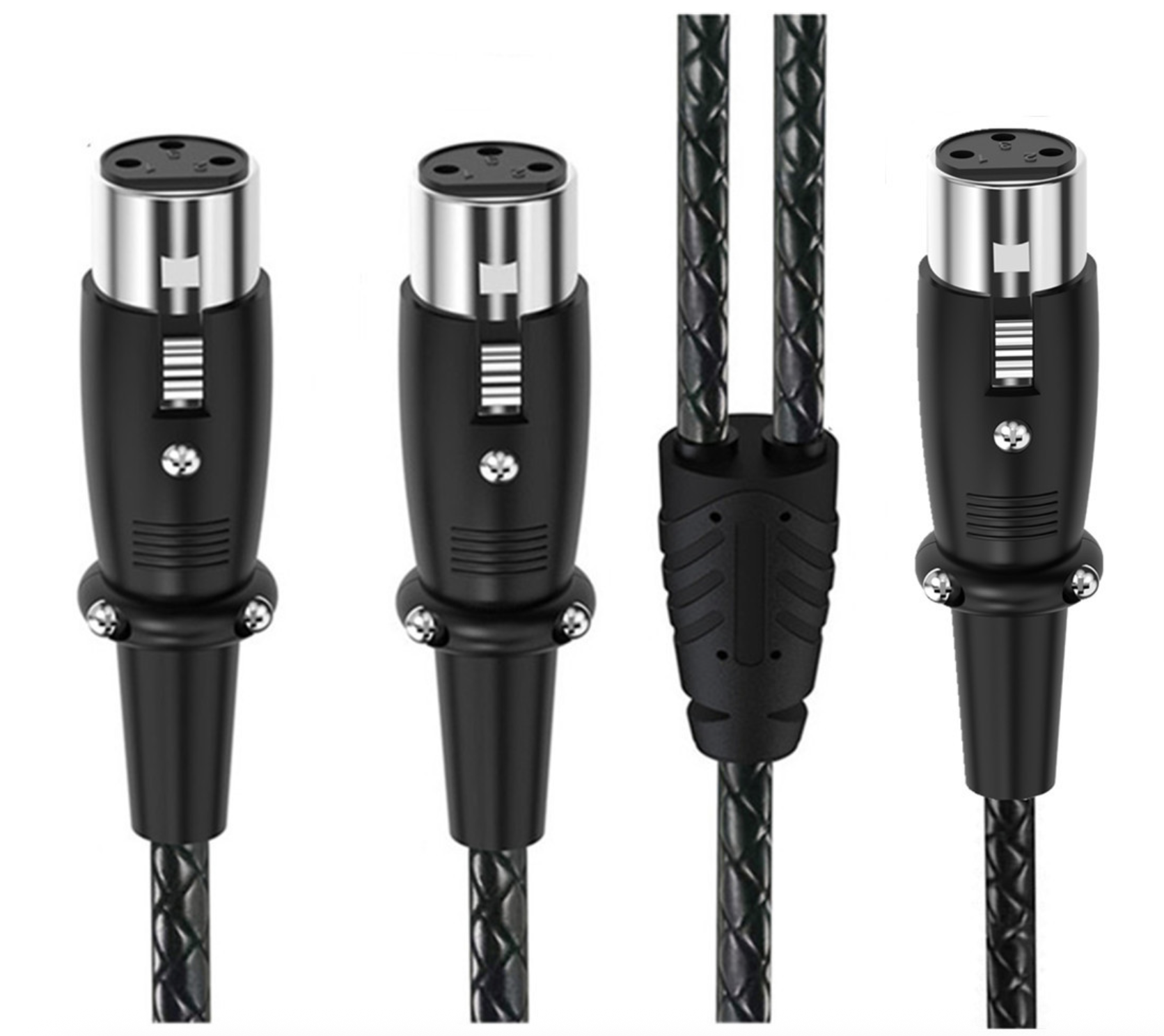 XLR Splitter Cable, 3 Pin 1 Female to 2 Female Y Adapter, Balanced Microphone Audio Connector 0.5m