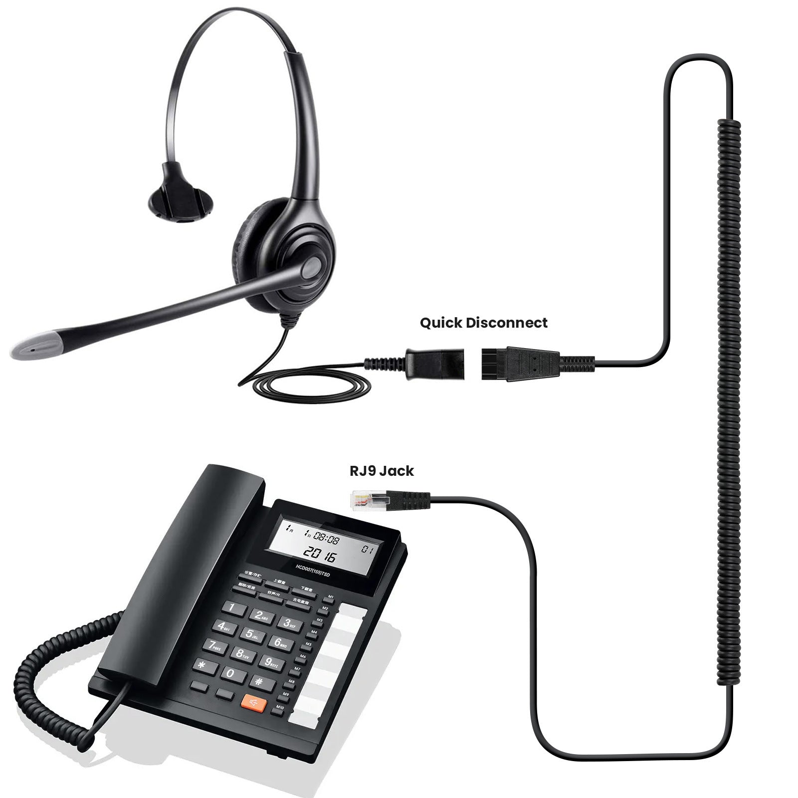 Telephone headset connection