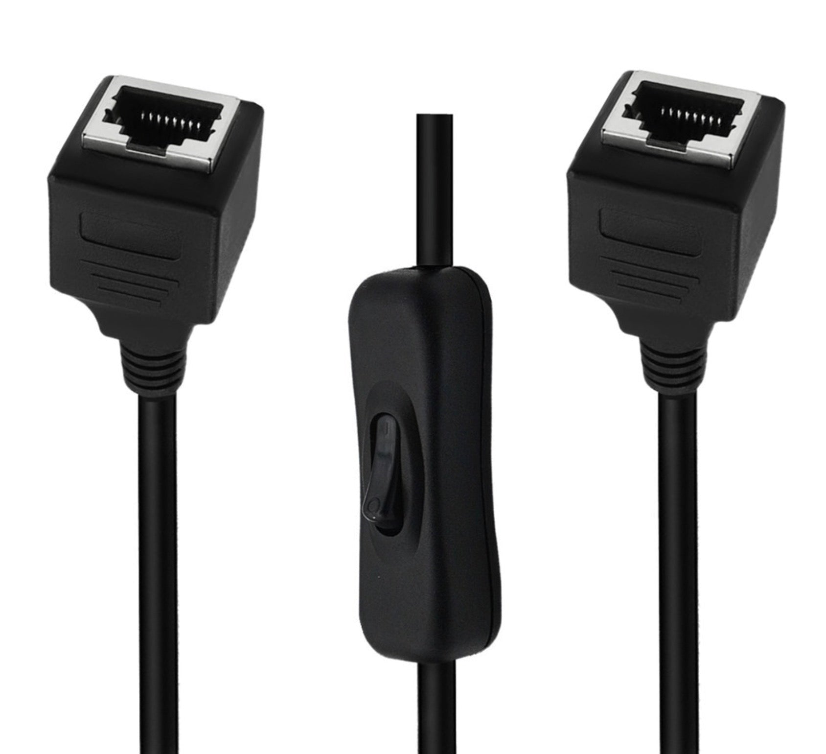 Cat6 RJ45 female to female Ethernet cable with integrated inline on off switch