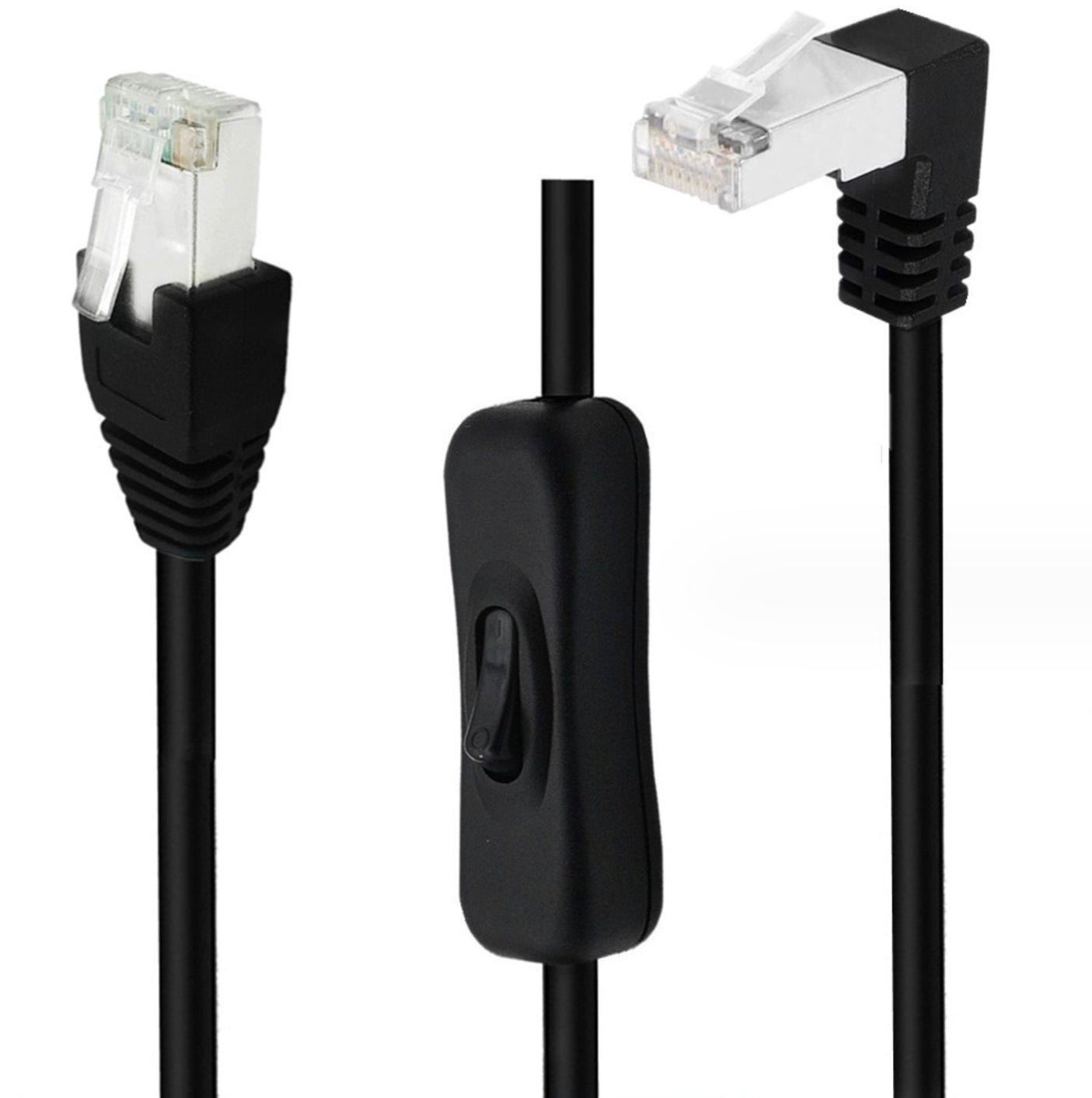 Cat6 up angle RJ45 Ethernet cable with integrated inline on off switch