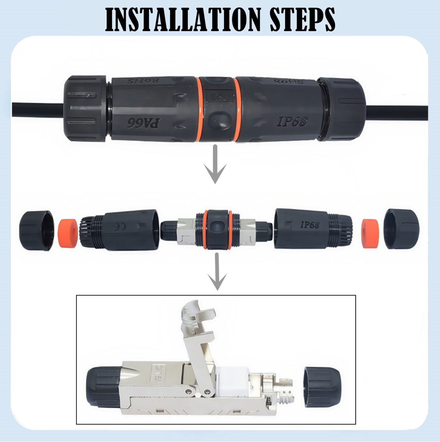 RJ45 Waterproof Coupler IP68 Shielded STP Cat5/5e/6 Ethernet LAN Cable Connector Outdoor Double-Head Adapter