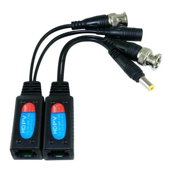 CCTV BNC and DC power to RJ45 passive balun pair for Cat5e and Cat6 cable