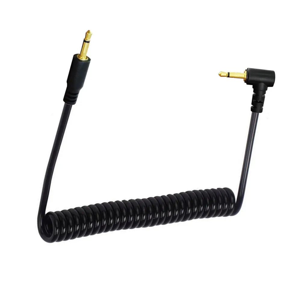 Coiled 2.5mm angled mono audio cable for portable setups