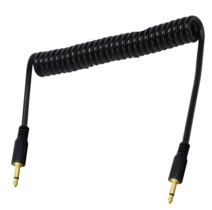 Coiled 2.5mm mono audio cable for portable audio setups