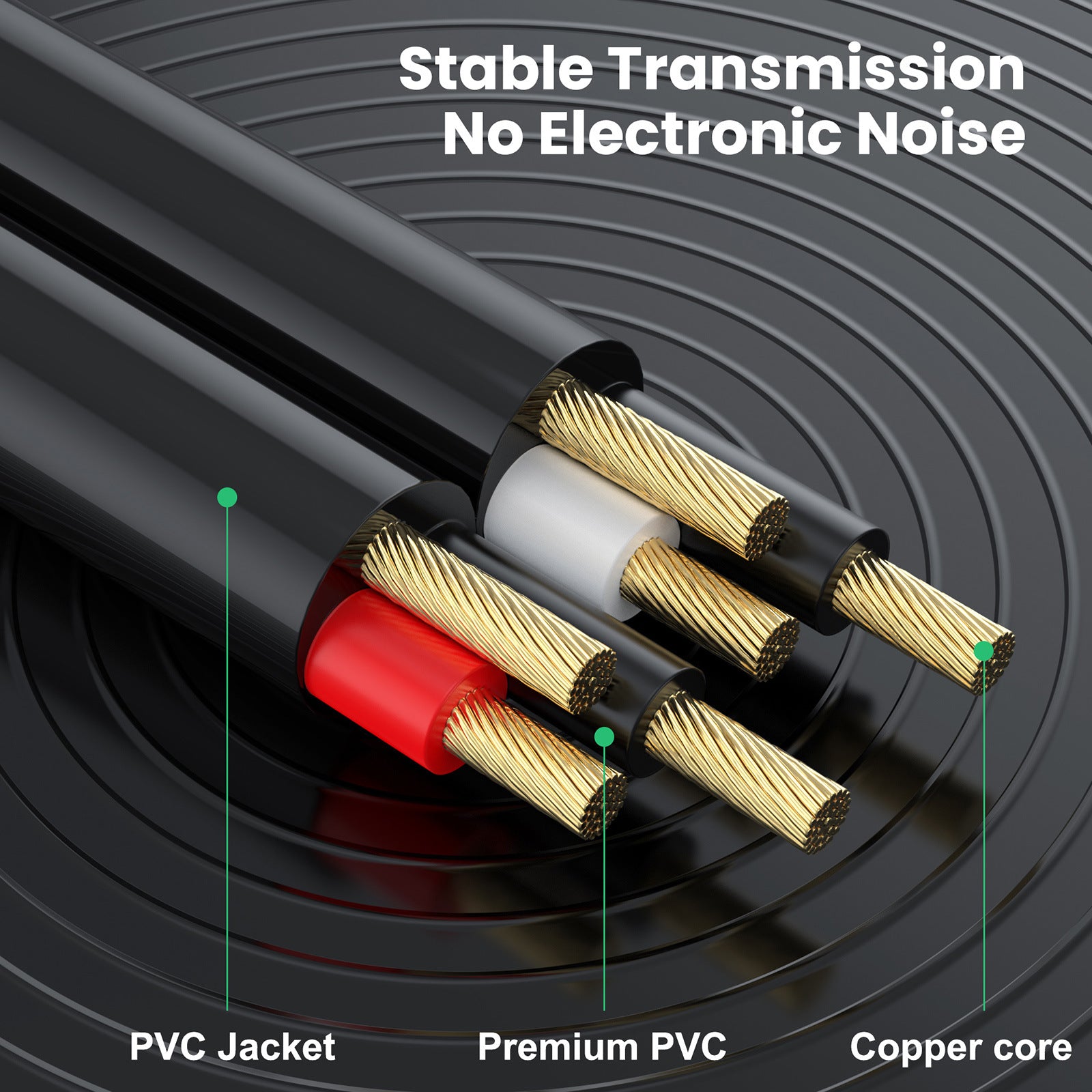 Coiled 3.5mm to RCA cable flexible design