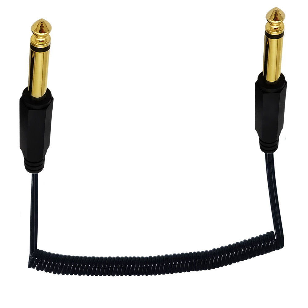 Coiled guitar cable flexible spring design extended