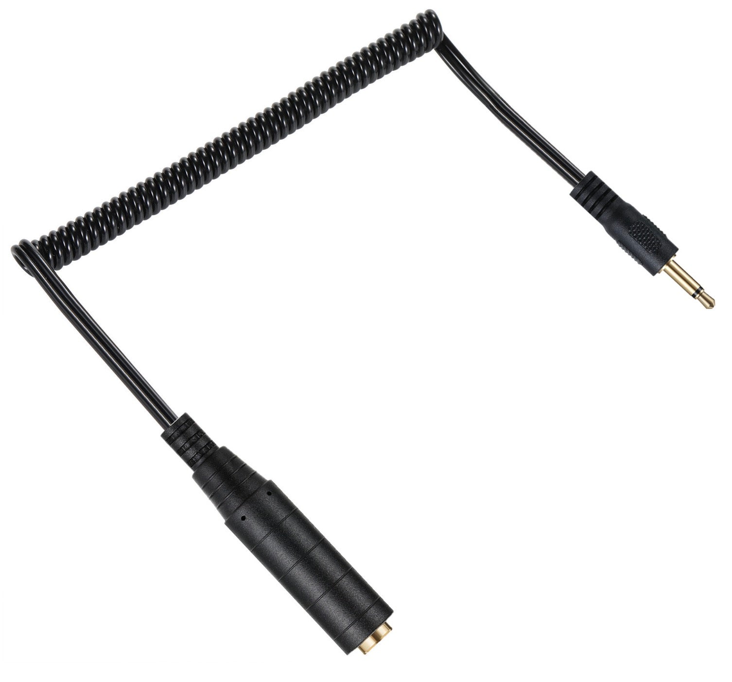 Coiled mono audio cable extended length view