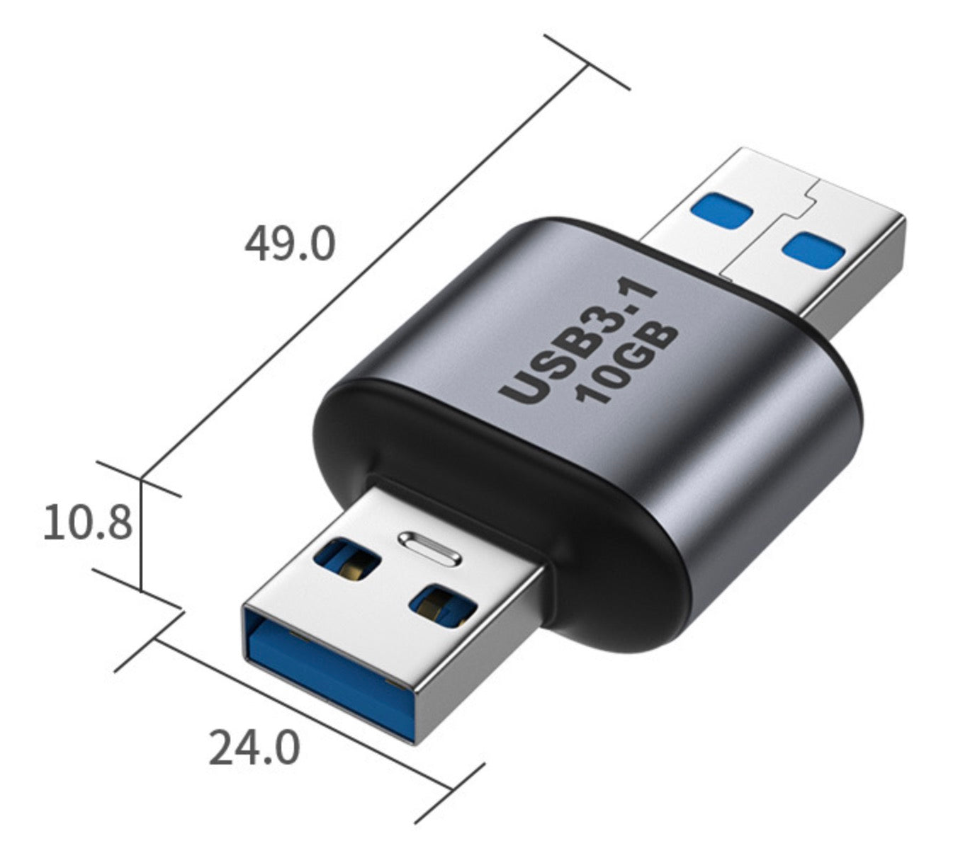 Compact USB A male to male adapter for peripherals and accessories