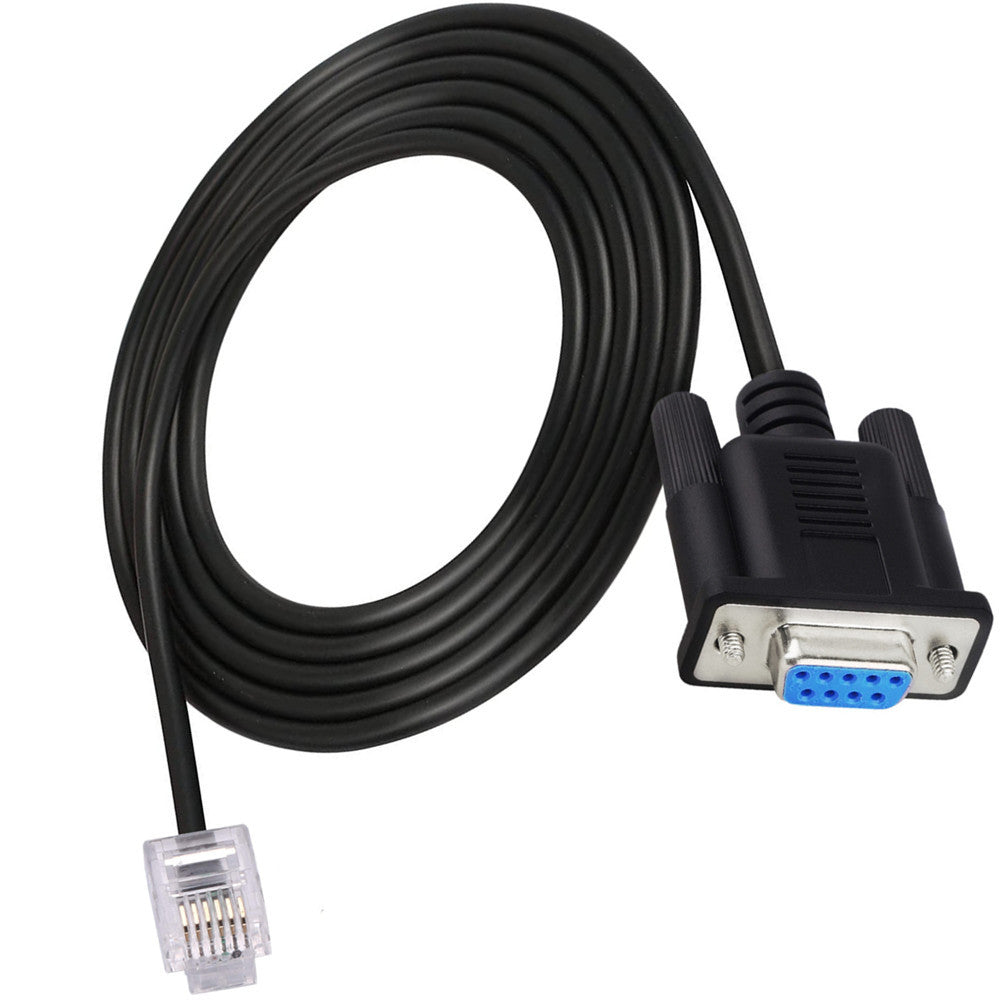  black DB9 to RJ11 console cable coiled