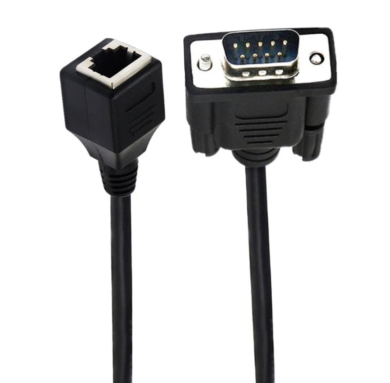 DB9 9 pin serial male to RJ45 female adapter cable for RS232 and Cat5e Cat6 communication systems