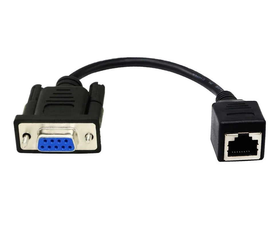 DB9 female to RJ45 female serial converter cable for industrial control systems and console management