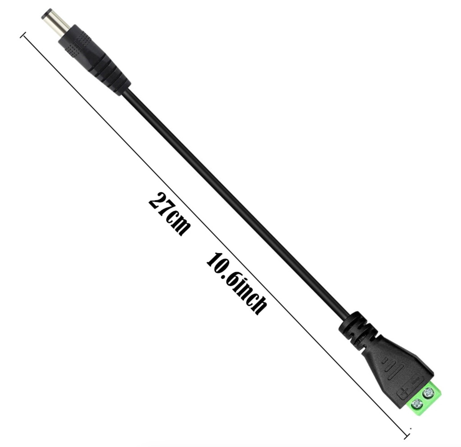 22AWG DC power terminal connector cable supporting up to 3A current for CCTV cameras LED strips and routers