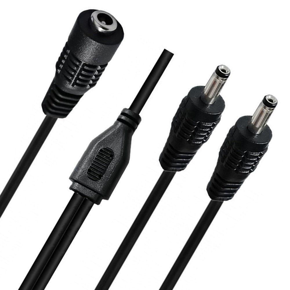 black DC power Y splitter cable 0.3m length