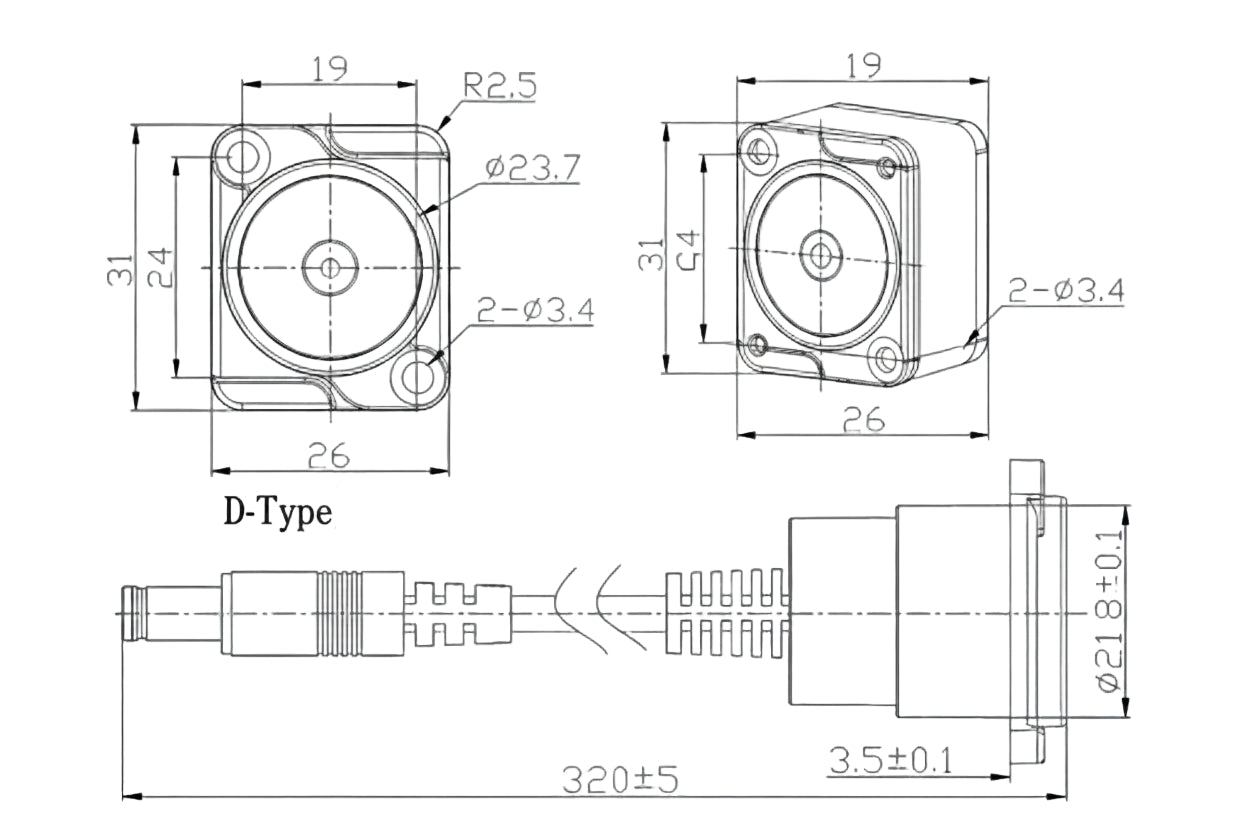 DC 5.5x2.1mm waterproof panel mount power