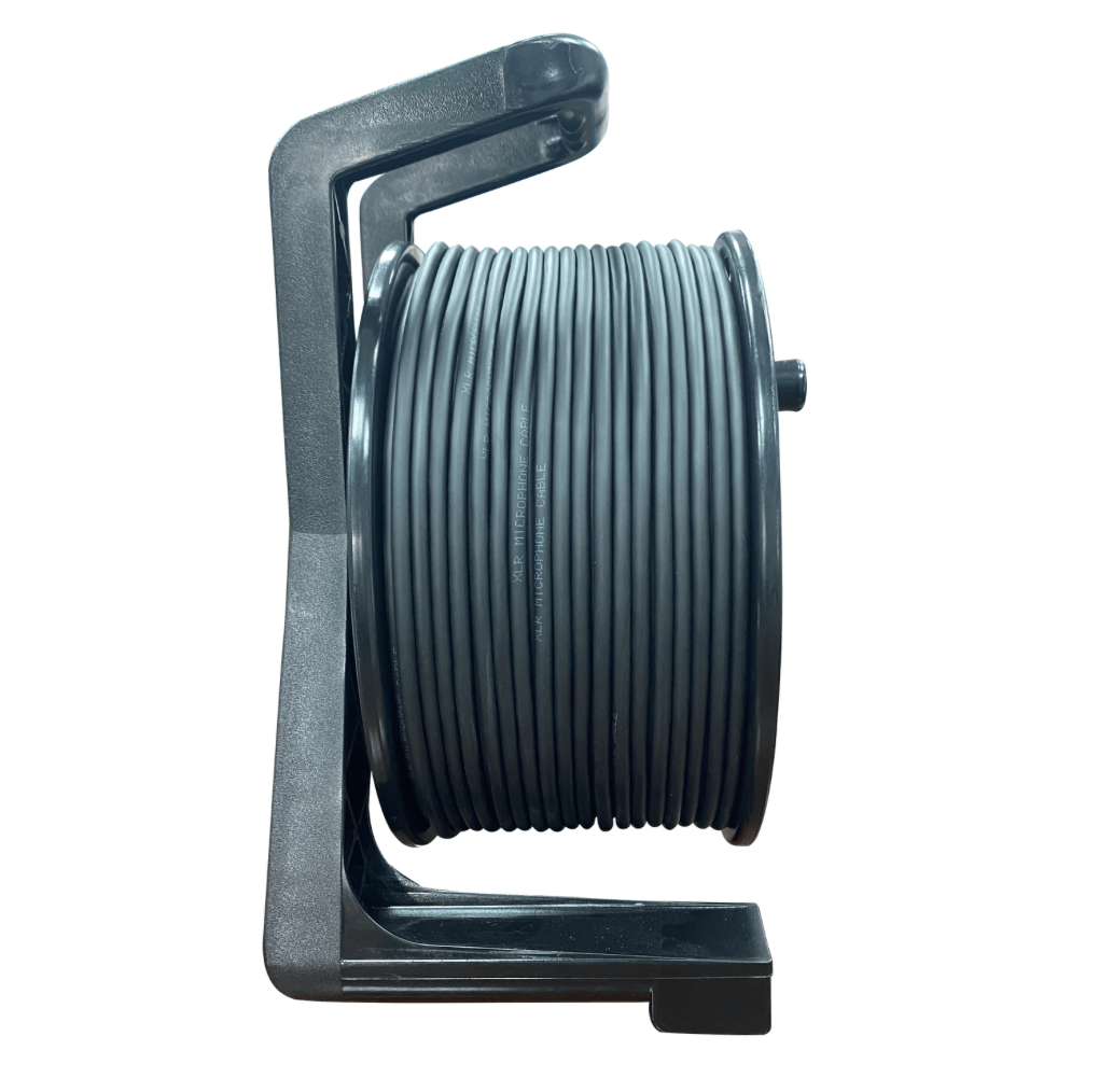 Metal wire reel with spool on a white background