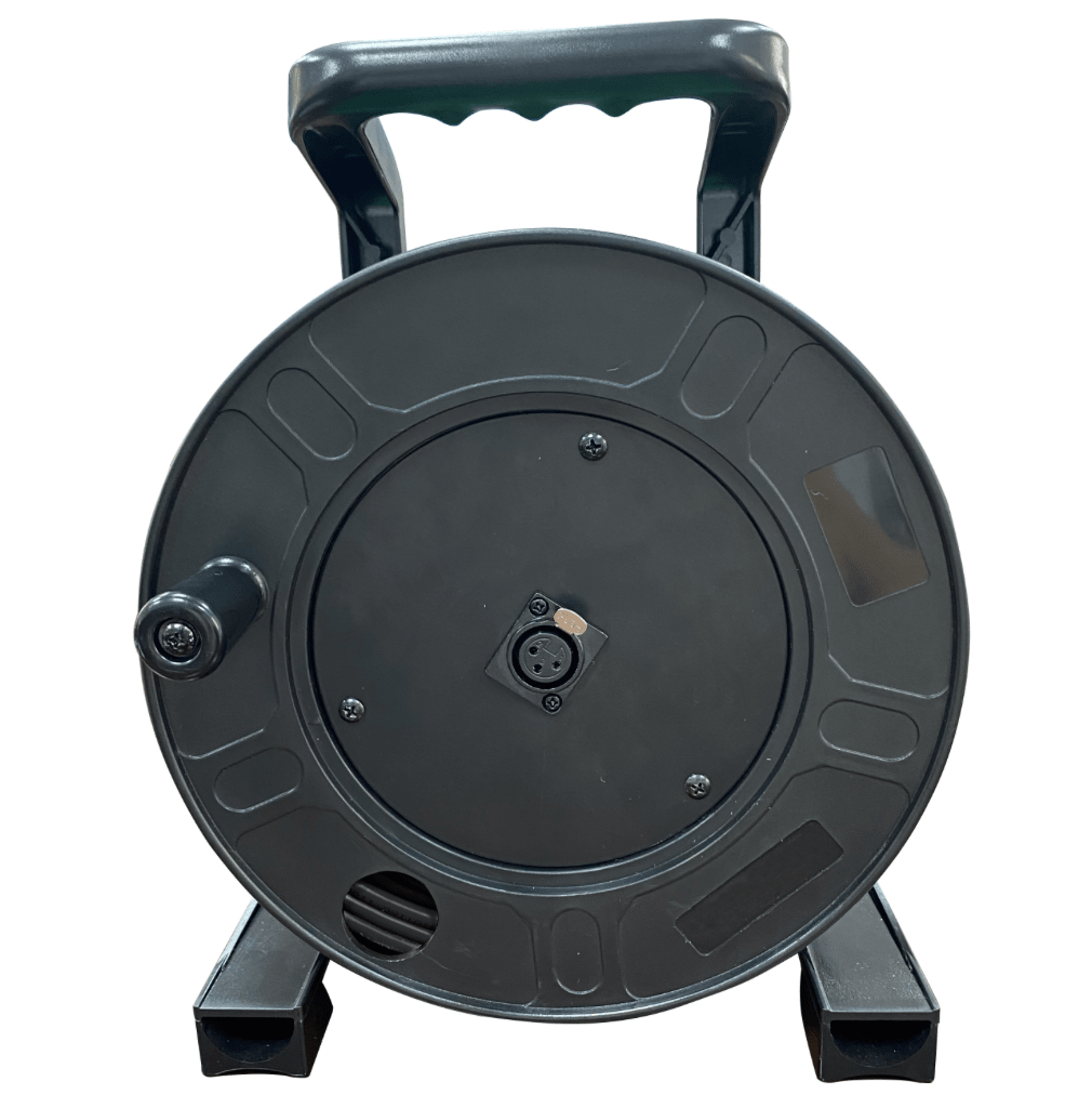 Black reel to reel tape machine on a white background