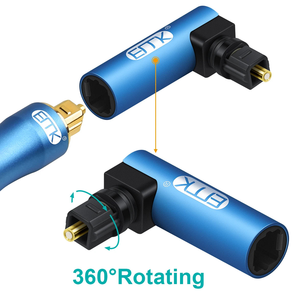 TOSLINK optical adapter showing multiple adjustable connector positions