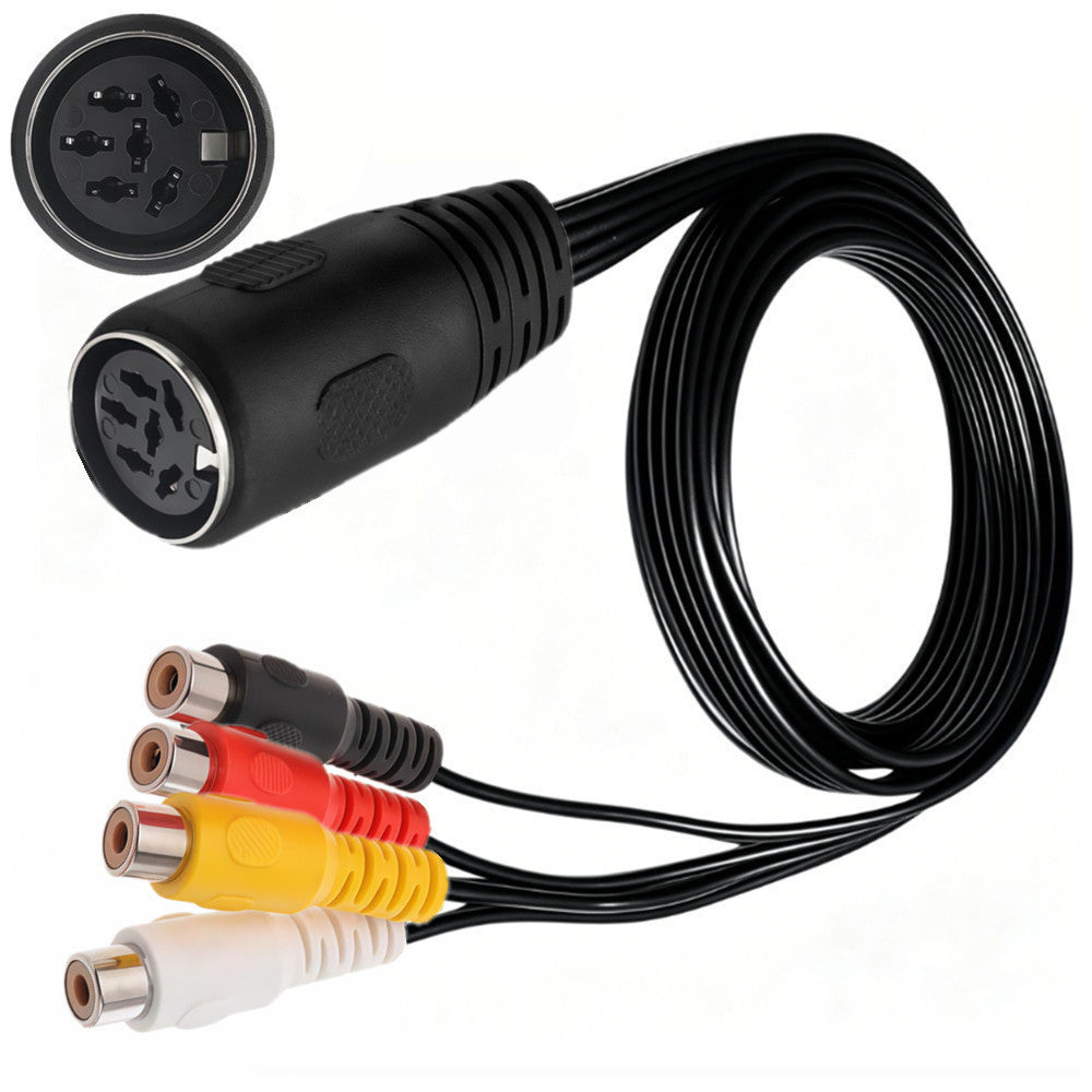 DIN female to RCA analogue audio video breakout adapter cable