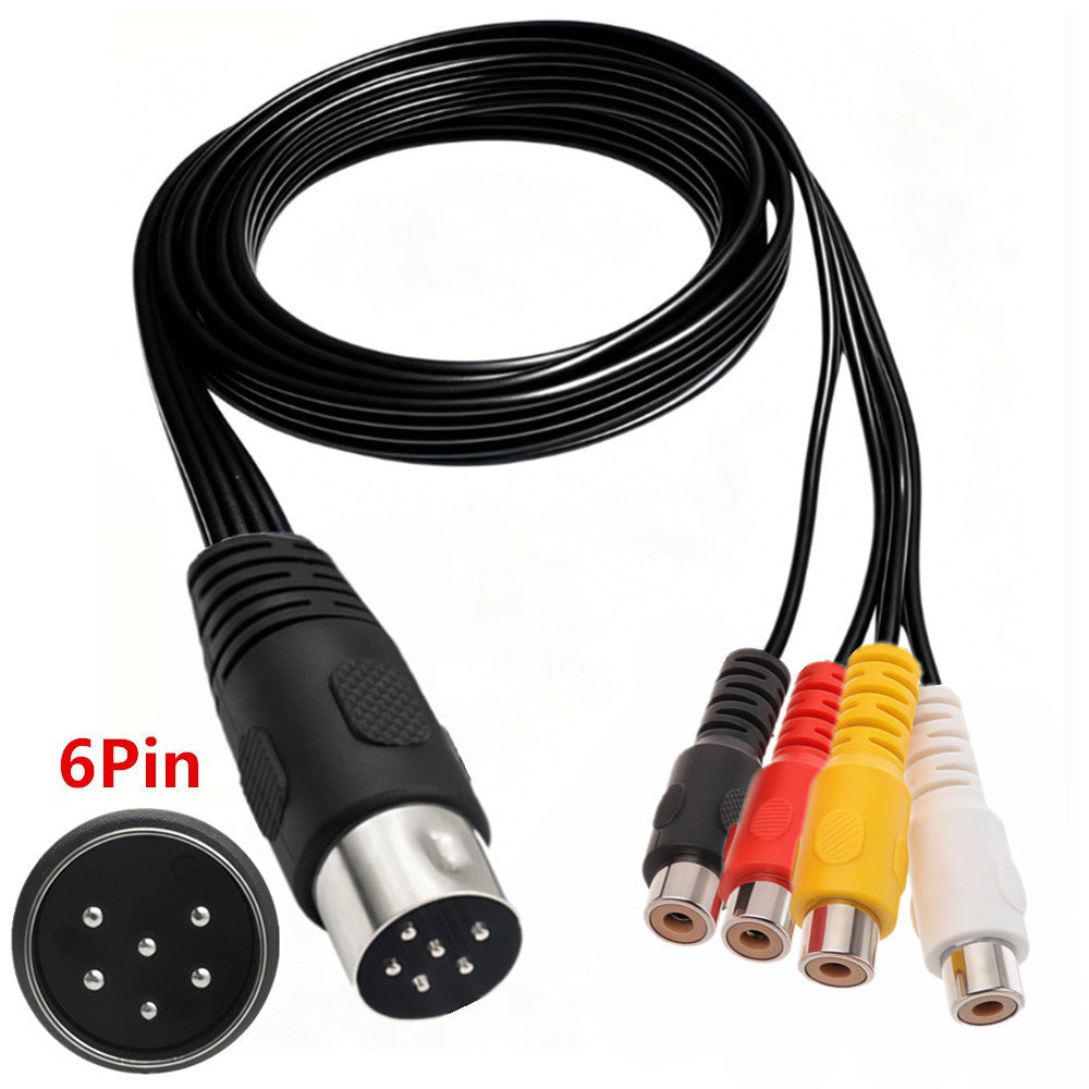 DIN to RCA analogue audio video breakout adapter cable