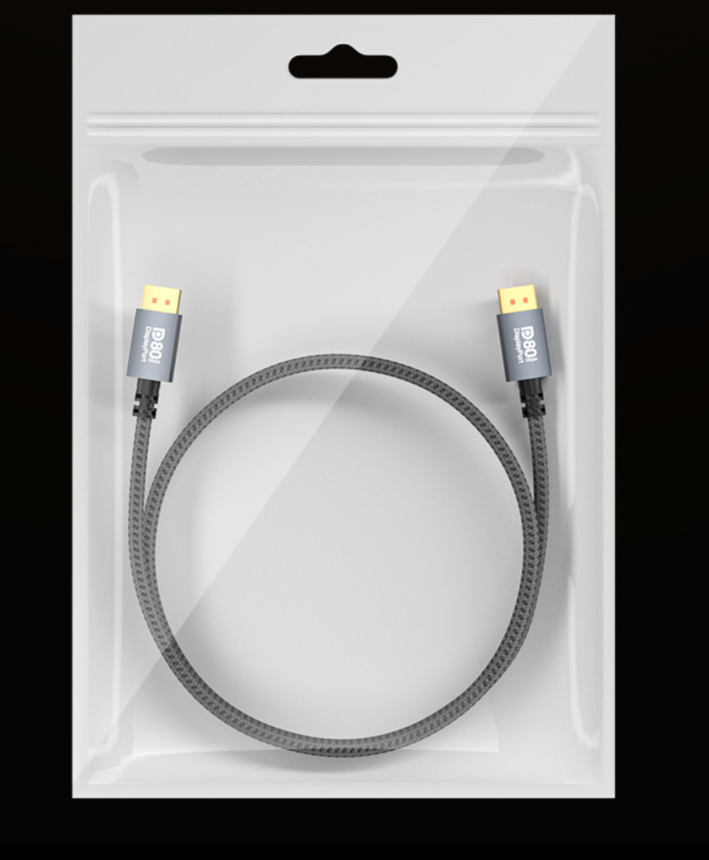 Braided DisplayPort 2.1 cable with aluminium alloy