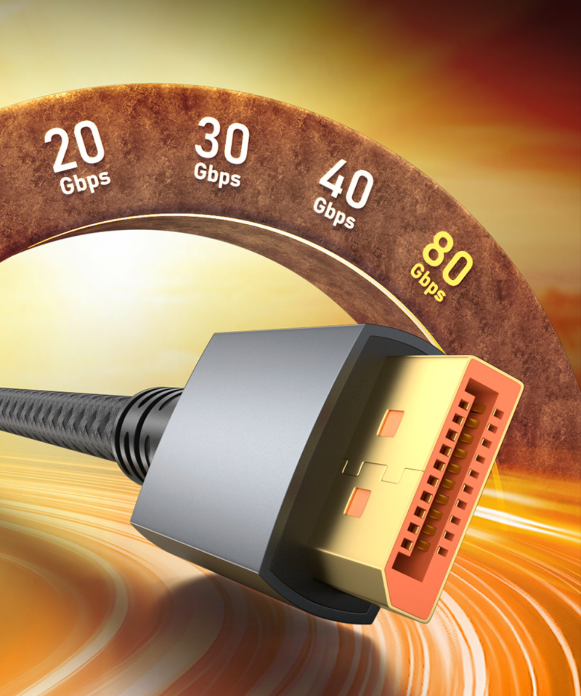 DisplayPort 2.1 cable for high-resolution and high-refresh-rate monitors
