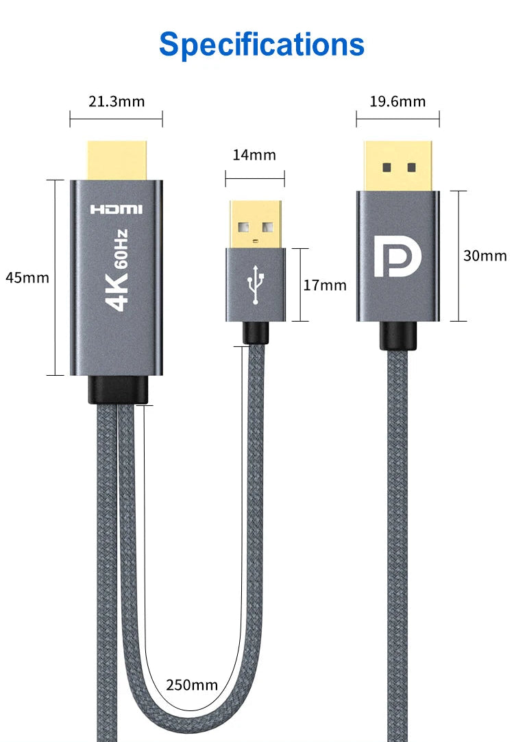 HDMI to DisplayPort cable