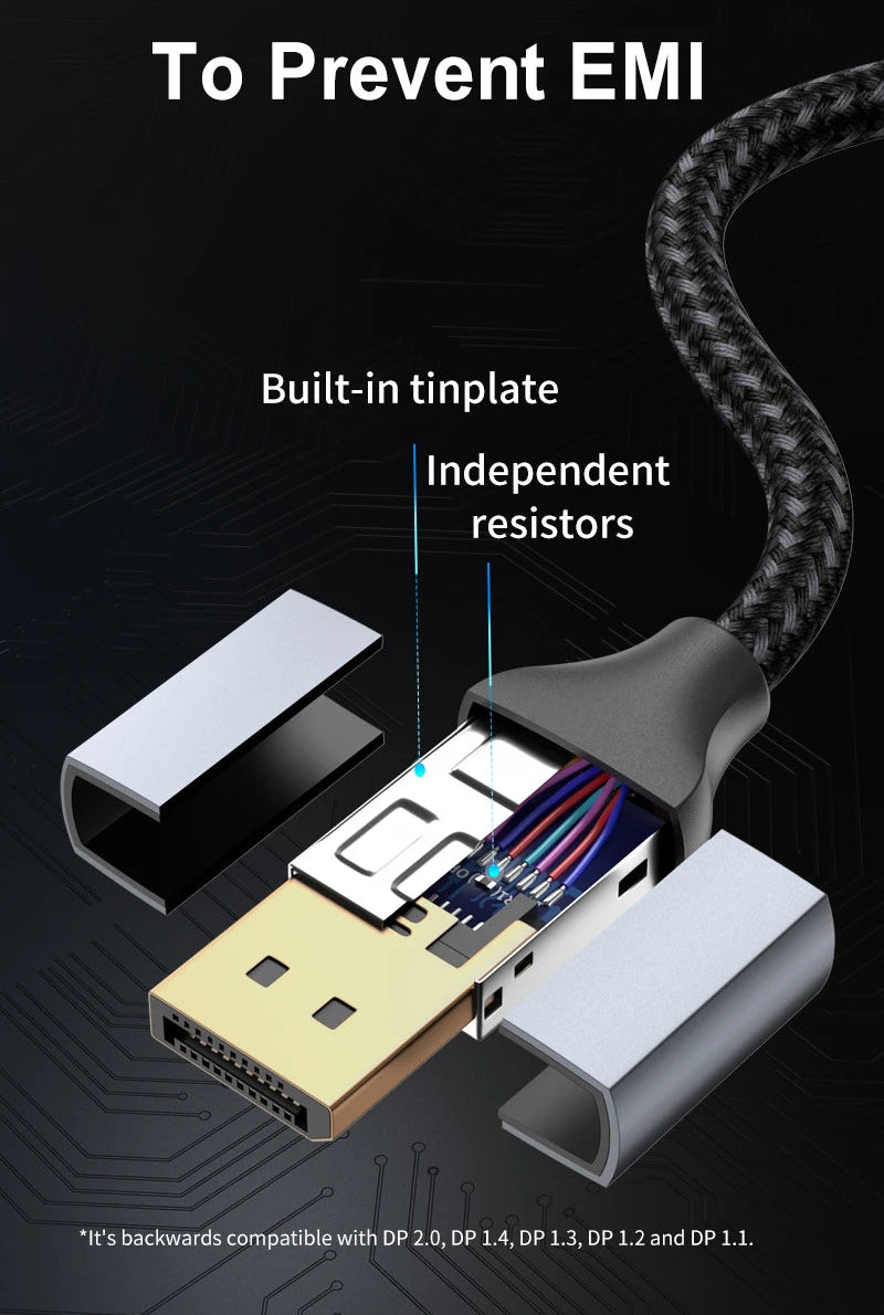 DisplayPort 2.1 cable connected to gaming monitor setup