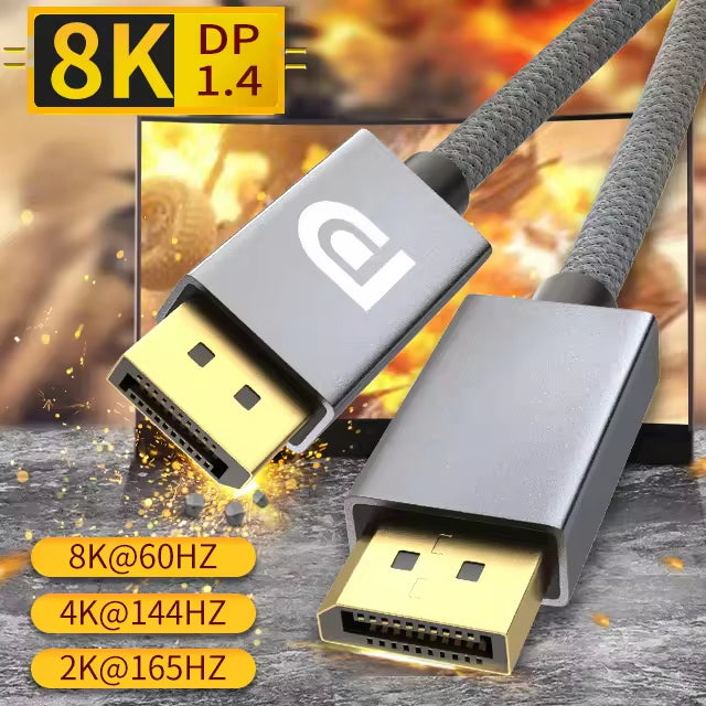 8K DisplayPort 1.4 Cable (2M) | 8K 60Hz, 4K 144Hz, Ultra High-Speed DP for PC & Gaming Monitors