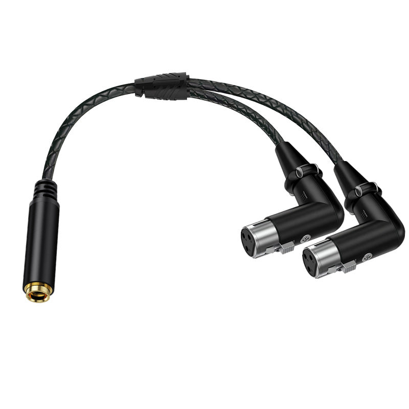 Dual right-angle 3-pin XLR female connectors with 6.35mm TRS female socket