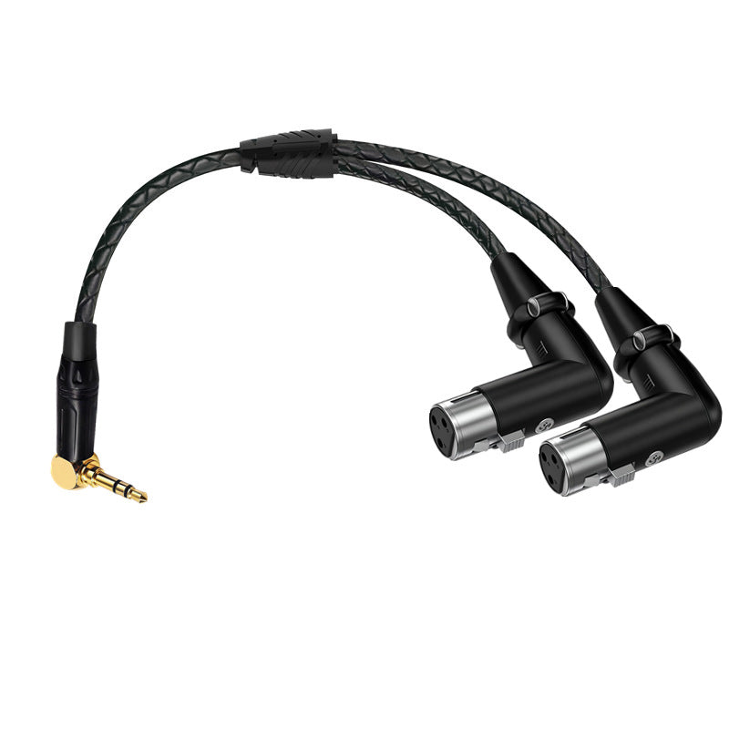 dual 90 degree XLR female connectors for stereo audio cable