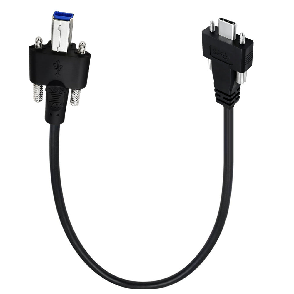 USB-C male connector with two panel-locking screws
