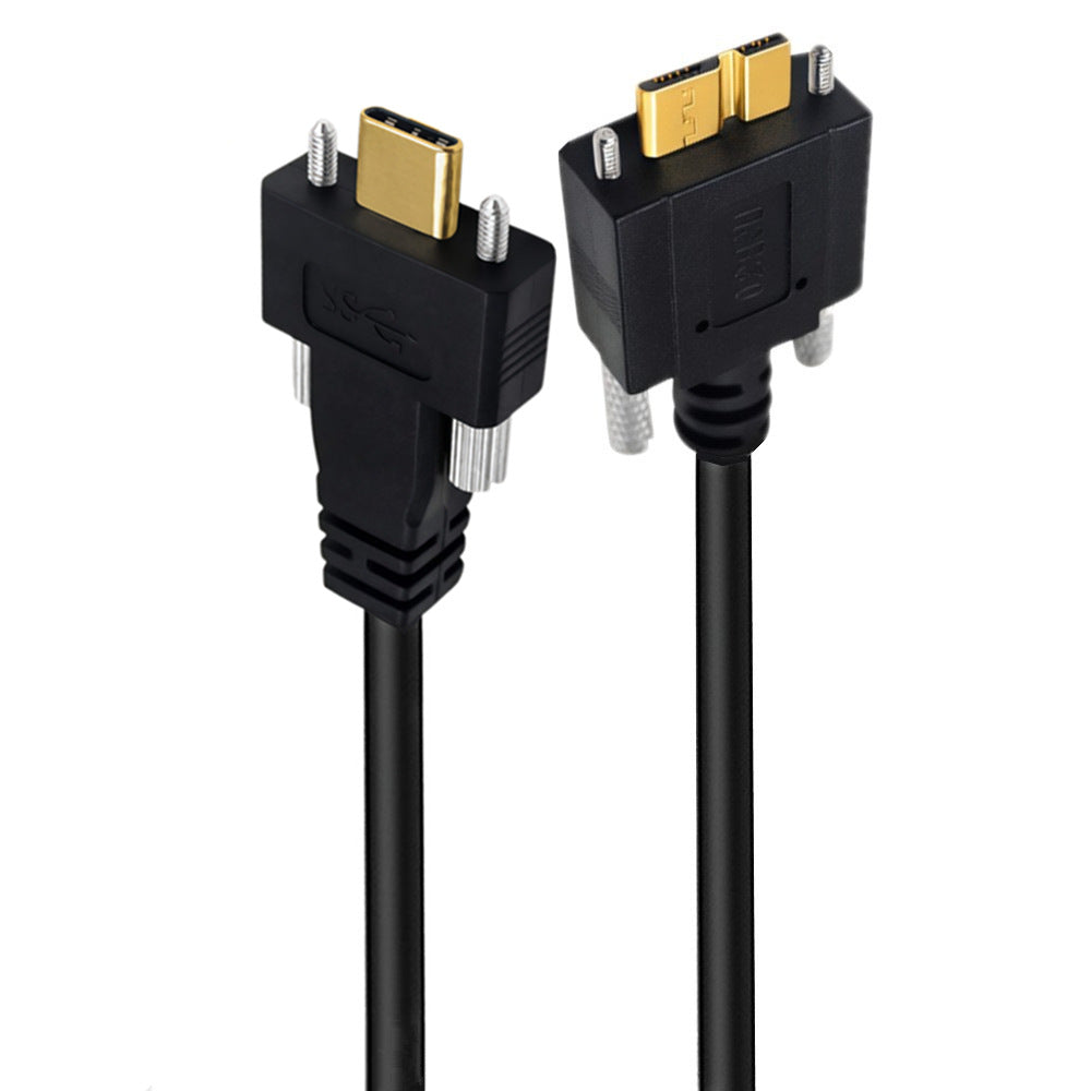 Dual-screw locking USB-C to Micro USB 3.0 Type-B cable