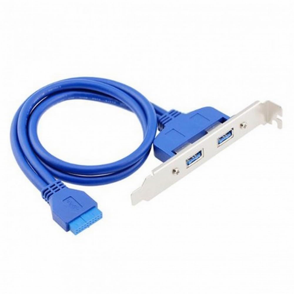 USB extension cable with blue connector on a white background